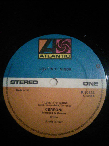 Image of Label Cover of LP - VG+/VG - CERRONE, Love In C Minor (Atlantic; K 50334, UK 1976), ,  - 2326052E