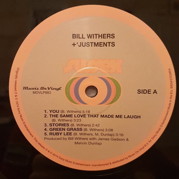 Image of Label Cover of LP - VG+/VG+ - BILL WITHERS, +'Justments (Music On Vinyl ; MOVLP883, Europe 2014 Reissue, Insert), ,  - 2316294C