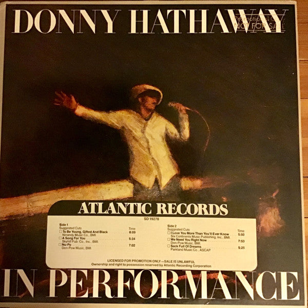 Image of Front Cover of LP - VG/VG+ - DONNY HATHAWAY, In Performance (Atlantic Orange & Green; SD 19278, US 1980, Company Inner), A handful of light hairlines only. Company inner has tear and seam split. Sleeve has edgewear and a cut-out strip. ,  - 2326118E