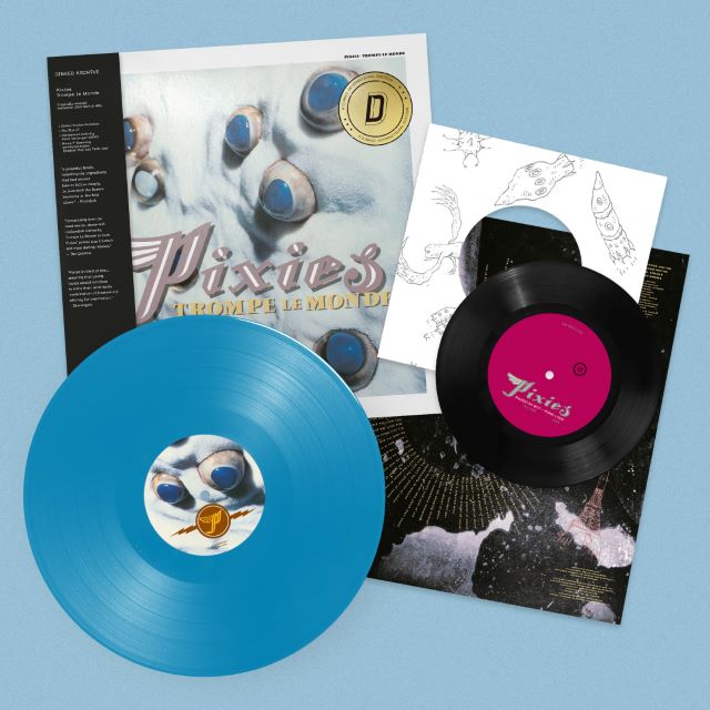Image of Front Cover of LP - NEW/NEW - PIXIES, Trompe le Monde - Dinked Edition (4AD; 4AD0904LPXE, UK 2026 Reissue, Dinked International No.2, Sky Blue Vinyl, Bonus 7", Dinked International gold foil sticker & OBI strip, Remastered audio by Kevin Vanbergen, Limited pressing of 3400), , Continuing their 40th anniversary celebrations, Pixies announce previously unreleased songs dating from 1987 to 1991 as part of remasters of their albums Bossanova and Trompe le Monde being released on 11th September. In addi