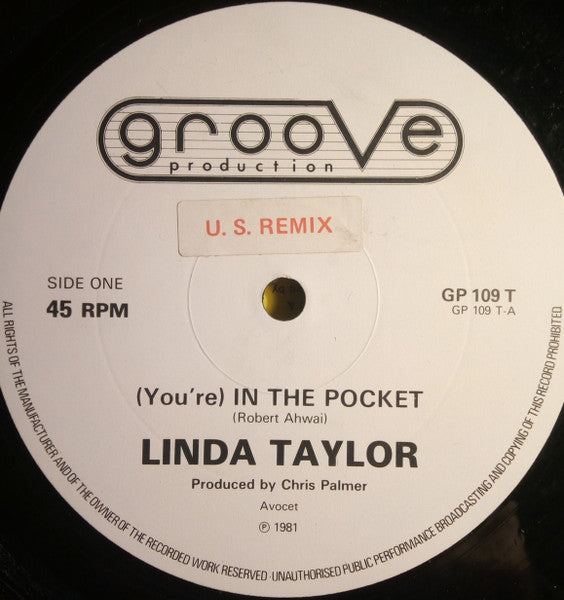Image of Front Cover of 12" - G+/VG - LINDA TAYLOR, (You're) In The Pocket / Let Me In To Your Heart (Groove Production; GP 109 T, UK 1981, Company Sleeve), Silver Camel company sleeve worn and creased,  - 2316221C