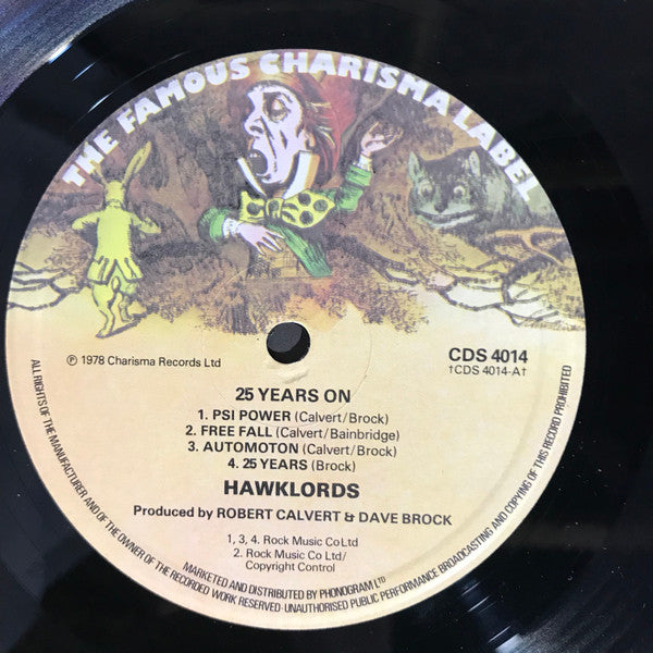 Image of Label Cover of LP - VG+/VG+ - HAWKLORDS, 25 Years On (Charisma Hatter; CDS 4014, UK 1978, Inner, "25 Years On" Printed On Front Sleeve And Labels), Strong VG+,  - 2326144E