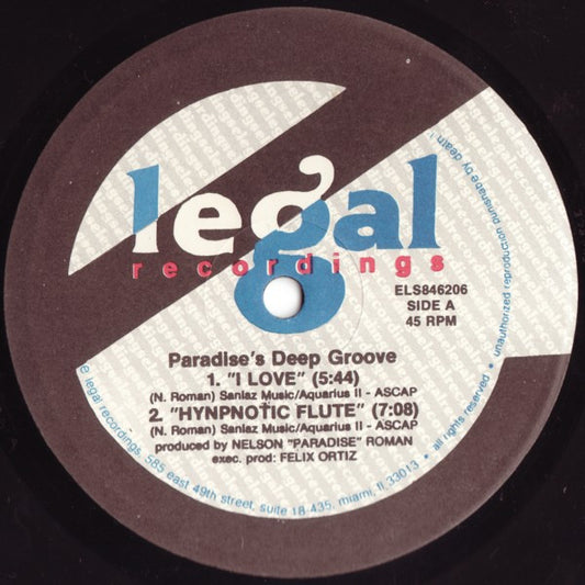 Image of Front Cover of 12" - /VG - PARADISE'S DEEP GROOVE, I Love (E Legal; ELS846206, US 1992), Superficial marks only, plays VG+Some highlighter pen on label.,  - 2626037E