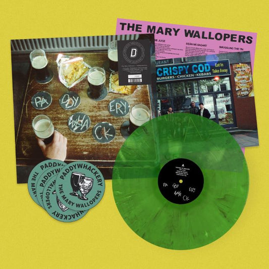 Image of Front Cover of LP - NEW/NEW - THE MARY WALLOPERS, Paddywhackery - Dinked Edition (BC Records; BCRLP5C1, UK 2026, Gatefold, Signed A4 Print, Dinked No. 420, Transparent Green Marble Vinyl, Set of 4 double-sided Paddywhackery beer mats, Limited Pressing of 1,200), , Dundalk’s finest The Mary Wallopers have announced details of their third album – produced by The Coral’s James Skelly and packed with their own songs - a new single and their biggest headline tour to date, including arena shows in Scotla