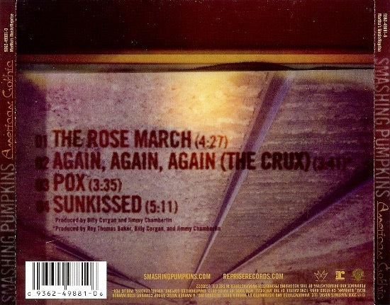 Image of Back Cover of CD - VG+/VG+ - SMASHING PUMPKINS, American Gothic (Martha's Music; 9362-49881-0, 	Europe 2008, Jewel Case), ,  - 2336083E