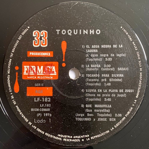 Image of Label Cover of LP - G+/F - TOQUINHO, Toquinho (Producciones Fermata; LF-182, Argentina 1970, Pasteback Sleeve), Loads of light marks to disc - plays with surface noise throughout. Heavy edge wear to sleeve.,  - 2316303C