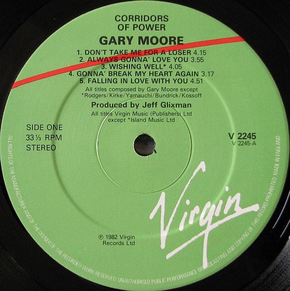 Image of Label Cover of LP - VG/G+ - GARY MOORE, Corridors Of Power (Virgin; V2245, UK 1982, , Inner), Light marks only, Light sleeve wear,  - 2316110C