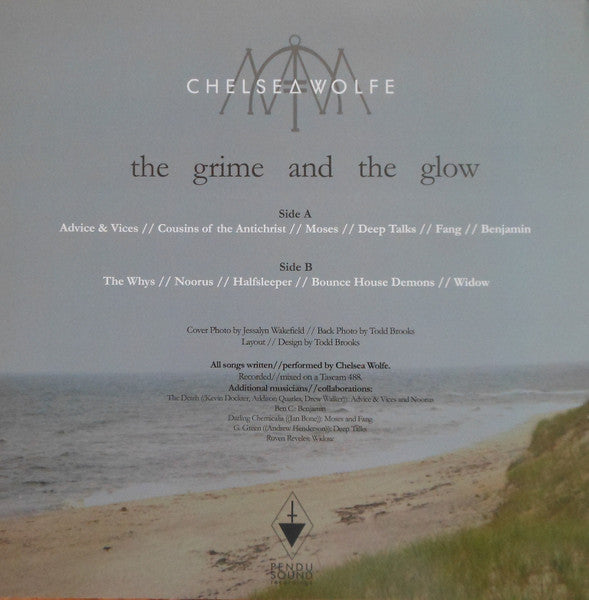 Image of Back Cover of LP - VG/G - CHELSEA WOLFE, The Grime And The Glow (Pendu Sound Recordings; PSR-0040, UK 2010), Tiny Edge Crack Which Clicks Lightly Through The First Few Seconds Of Both Sides, Split Seam,  - 2326132E
