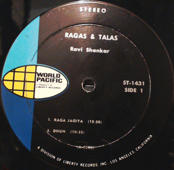 Image of Label Cover of LP - VG/VG - RAVI SHANKAR, ALLA RAKHA, R gas & T las (World Pacific Records; ST-1431, US Reissue, Company Inner), Record lightly fogged. Sleeve discoloured and lightly stained; inner discoloured, creased, ripped and written on ,  - 2316224C