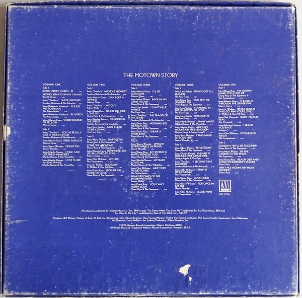 Image of Back Cover of 5xLP - VG/VG+ - VARIOUS, The Motown Story (Motown; MS 5-726, US 1970, Box Set), Shelf wear to box.,  - 2316308C
