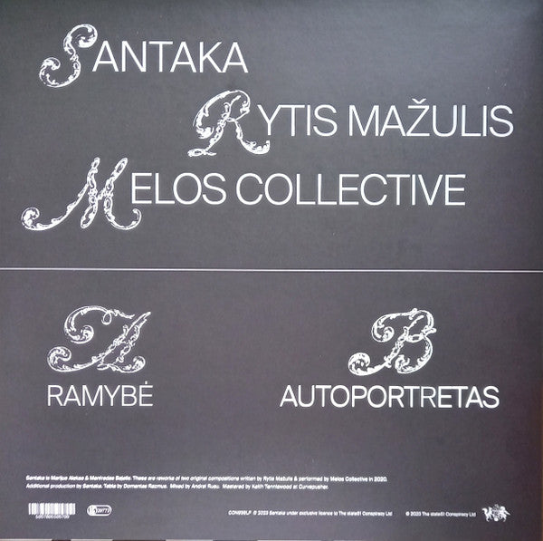 Image of Back Cover of 12" EP - VG+/VG+ - SANTAKA, RYTIS MA ULIS, MELOS COLLECTIVE, Ramyb  / Autoportretas (The state51 Conspiracy; CON939LP, UK 2023, Glossy Sleeve, 45RPM, Marbled Vinyl), ,  - 2346225S