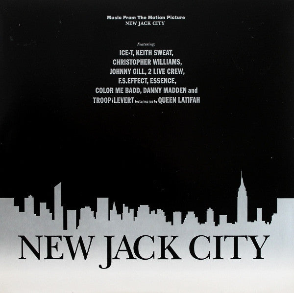 Image of Front Cover of LP - G+/G+ - VARIOUS, New Jack City (Music From The Motion Picture) (Giant Records; 7599-24409-1, Europe 1991), Sleeve has two large corner cuts, wear, staining and scuffs; a large ripped sticker on front (plus damage),  - 2316225C