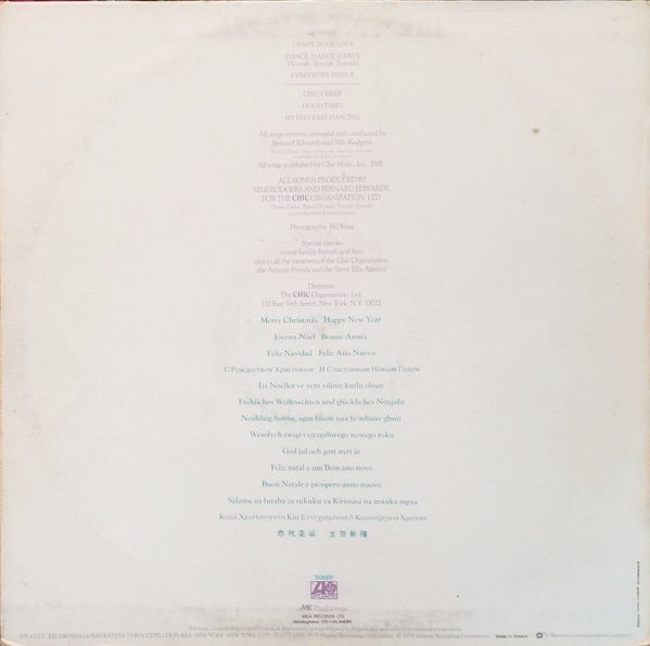 Image of Back Cover of LP - VG/VG - CHIC, Les Plus Grands Succes De Chic = Chic's Greatest Hits (Atlantic; K 50686, Greece 1980), Sleeve has a corner cut and is hole punched. Lights marks to disc.,  - 2316391C