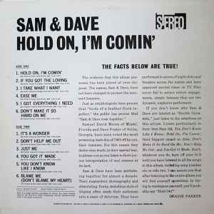 Image of Back Cover of LP - EX/EX - SAM & DAVE, Hold On, I'm Comin' (Atlantic; SD 7708, Canada ), Sleeve in shrinkwrap (opened). Import stickers on back of sleeve.,  - 2326161E