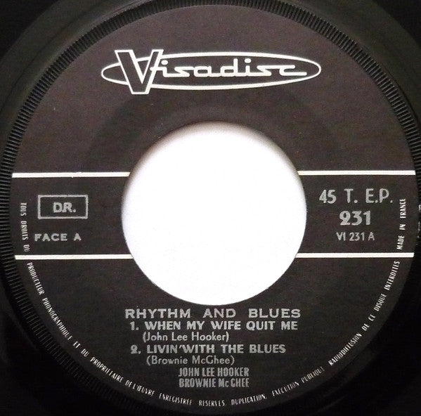 Image of Label Cover of 7" EP - VG/VG+ - VARIOUS ARTISTS, Rhythm And Blues (Visadisc ; VI 231, France 1970, Laminated Flipback Sleeve), Writing On Rear Sleeve,  - 2326123E