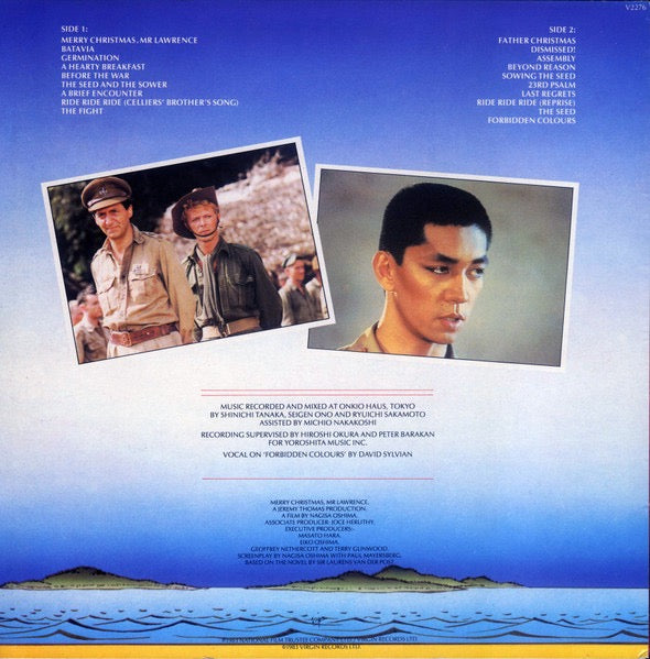 Image of Back Cover of LP - VG/VG - RYUICHI SAKAMOTO, Merry Christmas, Mr Lawrence (Virgin; V 2276, UK 1983), A few hairline marks, Edge wear and edge pinches ,  - 2316337C