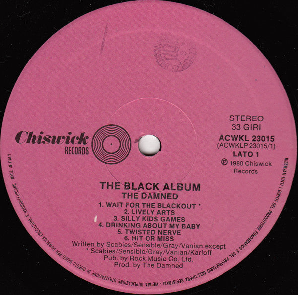 Image of Label Cover of 2xLP - G+/VG - THE DAMNED, The Black Album (Chiswick Records; ACWKL 23015, Italy 1980), Sleeve Intact But Tear Damage Inside Gatefold, Edge Wear And Ring Wear.,  - 2346274S