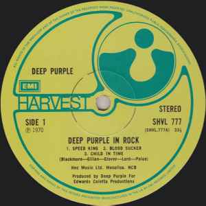 Image of Label Cover of LP - VG/VG - DEEP PURPLE, Deep Purple In Rock (Harvest; SHVL 777, UK 1981), ,  - 2326272E