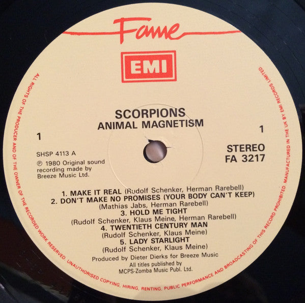 Image of Label Cover of LP - VG+/VG - SCORPIONS, Animal Magnetism (Fame; FA 3217, UK 1989), Light hairlines,  - 2236255E