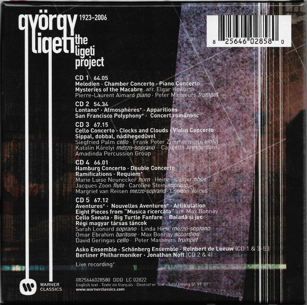 Image of Back Cover of 5xCD - VG+/EX - GY RGY LIGETI, The Ligeti Project (Warner Classics; 0825646028580, Europe 2015, Box Set, Booklet), ,  - 2336202E