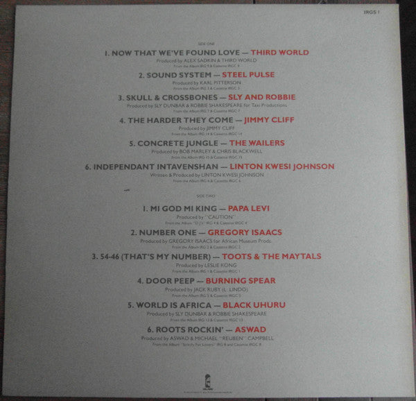 Image of Back Cover of 12" - VG+/EX - VARIOUS ARTISTS, Island Reggae Greats (Island Records; IRGS 1, UK 1985), ,  - 2346252S