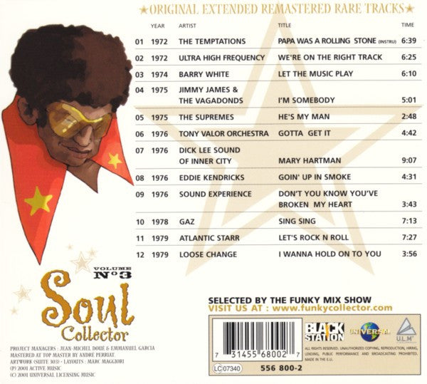 Image of Back Cover of CD - VG+/VG+ - VARIOUS, Soul Collector - Volume No3 (Airplay Records; 556 800-2, France 2001, Digipak), ,  - 2336206E