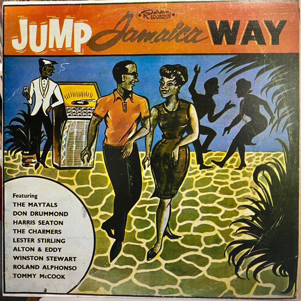 Image of Front Cover of LP - VG+/VG - VARIOUS ARTISTS, Jump Jamaica Way (Coxsone Records; JBL 1111, Jamaica 1980s Reissue, From Original Stampers!), Visual press flaws, plays through great. Good looking sleeve.,  - 2346284S