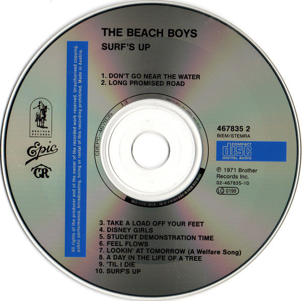 Image of Label Cover of CD - VG+/VG+ - THE BEACH BOYS, Surf's Up (Epic; 467835 2, Europe 1991, Jewel Case), ,  - 2336210E