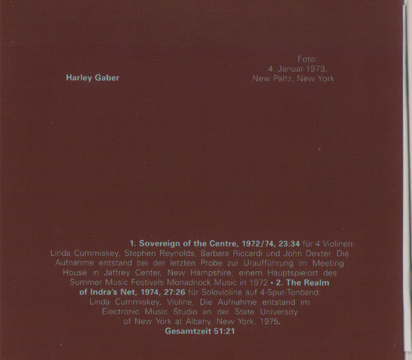 Image of Back Cover of CD - VG+/VG+ - HARLEY  GABER, Indra's Net (Edition RZ; ed. RZ 1022, Germany 2010, Gatefold, Booklet), ,  - 2336211E
