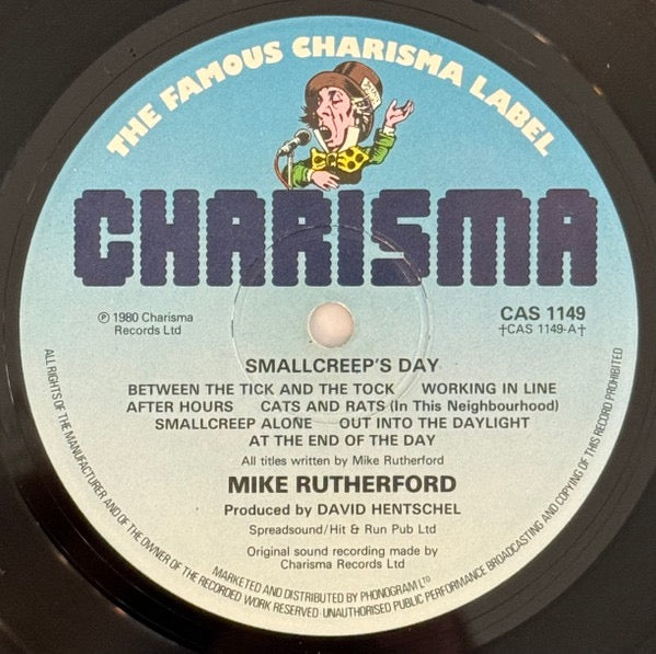 Image of Label Cover of LP - VG/G+ - MIKE RUTHERFORD, Smallcreep's Day (Charisma Blue Small Hatter Labels; CAS 1149, UK 1980, Inner, Spreadsound/Hit & Run Publishing), Light marks and a little bit of mottling. ,  - 2316480C