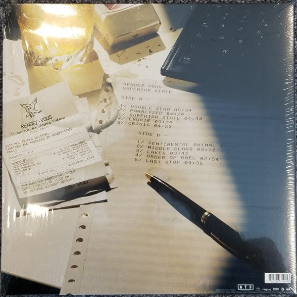 Image of Back Cover of LP - VG+/VG - RENDEZ VOUS, Superior State (Artefact; ATF LP001, France 2018, Gatefold, Inner), A few light paper scuffs and some mottling, Probably from factory, Sleeve still in stickered shrinkwrap,  - 2316482C