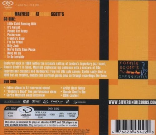 Image of Back Cover of CD - VG+/VG+ - CURTIS MAYFIELD, Live At Ronnie Scott's (Silverline; 284542-2, US 2004 Reissue, Clear Slipcase with Jewel Case inside), ,  - 2316508C