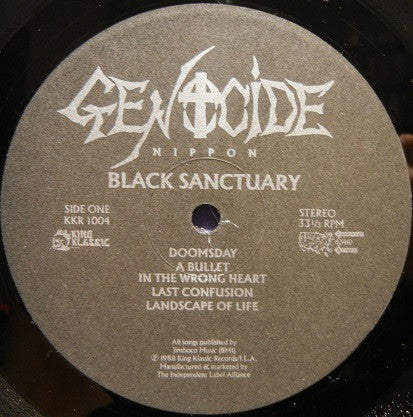 Image of Label Cover of LP - VG/VG - GENOCIDE (NIPPON), Black Sanctuary (King Klassic; KKR 1004, US 1988), ,  - 2326292E