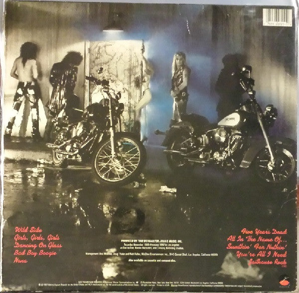 Image of Back Cover of LP - VG/VG - M TLEY CR E, Girls, Girls, Girls (Elektra; 60725-1, US 1987, Inner), ,  - 2326293E