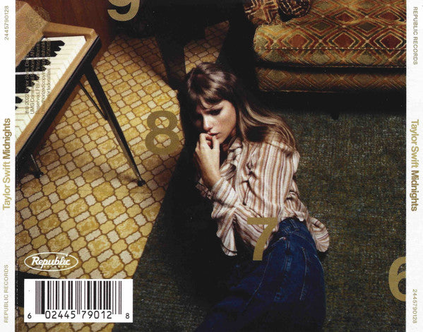 Image of Back Cover of CD - VG+/EX - TAYLOR SWIFT, Midnights (Republic Records; 2445790128, Europe 2022, Jewel Case), ,  - 2336220E