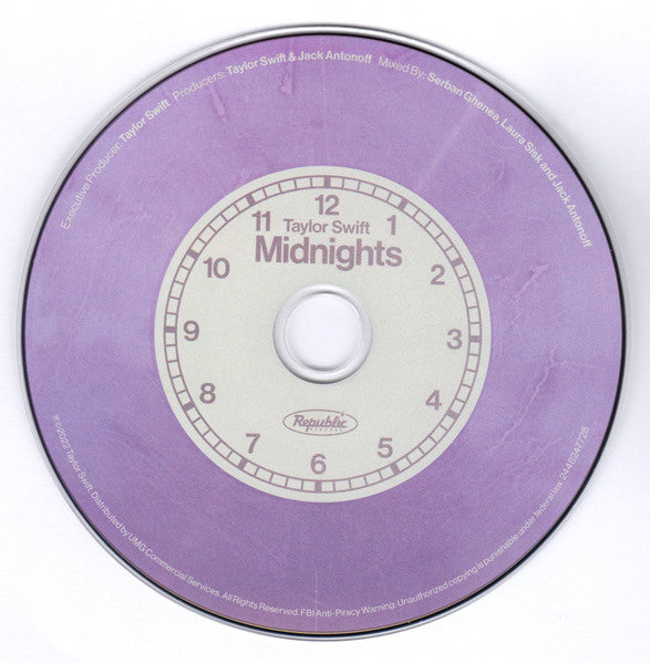Image of Label Cover of CD - VG+/VG+ - TAYLOR SWIFT, Midnights (Republic Records; 2448247728, Europe 2022, Jewel Case), ,  - 2336221E