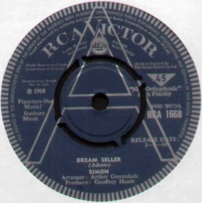 Image of Front Cover of 7" - VG+/VG+ - SIMON, Dream Seller / Sweet Reflections of You (RCA; 1968, UK 1968, A Label Demo, Company Sleeve), Very Strong VG+,  - 2326206E