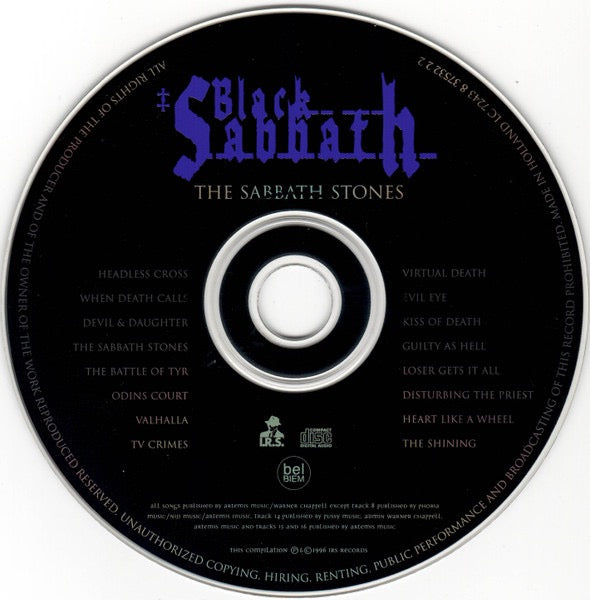Image of Label Cover of CD - VG+/VG+ - BLACK SABBATH, The Sabbath Stones (I.R.S. Records; 7243 8 37532 2 2, UK & Europe 1996, Jewel Case), ,  - 2316509C