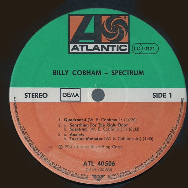 Image of Label Cover of LP - VG/VG - BILLY COBHAM, Spectrum (Atlantic; ATL 40 506, Germany 1970s Reissue, Gatefold), Small patch of sticker damage to sleeve.,  - 2316537C