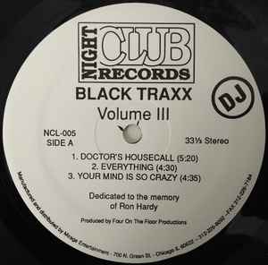 Image of Front Cover of 12" - /VG - BLACK TRAXX, Volume III (Night Club Records; NCL-005, US 1992, Stickered Plain Sleeve), light marks only. original stickered sleeve,  - 2646037S