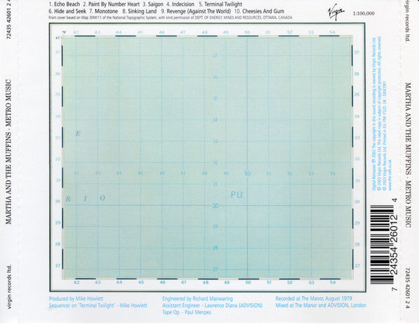 Image of Back Cover of CD - VG+/VG+ - MARTHA AND THE MUFFINS, Metro Music (Virgin; 7243 5 42601 2 4, Europe 2003 Reissue), ,  - 2356309S