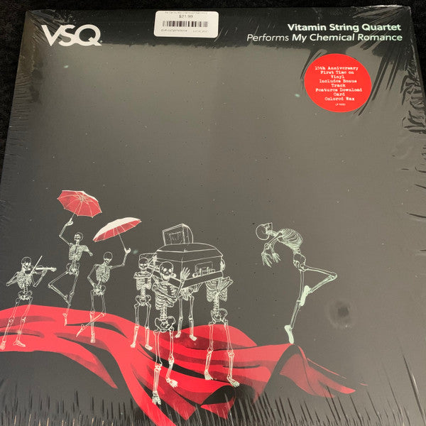 Image of Front Cover of LP - VG/VG - THE VITAMIN STRING QUARTET, Vitamin String Quartet Performs My Chemical Romance (CMH Records; LP 9083, US 2021, Inner, Red translucent vinyl, Limited RSD release), Corner bump and wear on rear of sleeve.  Hairlines only on record. , String renditions of My Chemical Romance songs - 2326323E