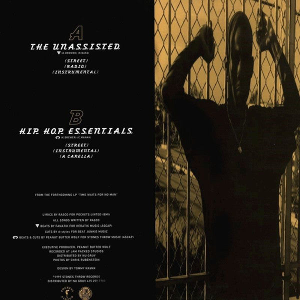 Image of Back Cover of 12" - G+/G+ - RASCO, The Unassisted (Stones Throw Records; STH 2006, US 1997, Picture Sleeve), Sleeve scuffed and creased. Wear along opening,  - 3916375C