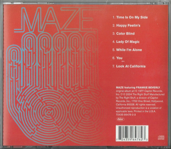 Image of Back Cover of CD - VG+/VG+ - MAZE FEATURING FRANKIE BEVERLY, Maze Featuring Frankie Beverly (Capitol Records; 72435-96476-2-3, US 2004 Reissue), ,  - 2356310S
