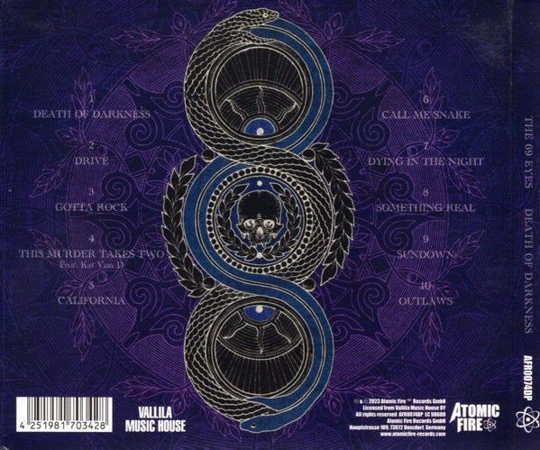 Image of Back Cover of CD - VG+/VG+ - THE 69 EYES, Death Of Darkness (Atomic Fire; AFR0074DP, USA & Europe 2023, Digipak, Booklet), ,  - 2316574C