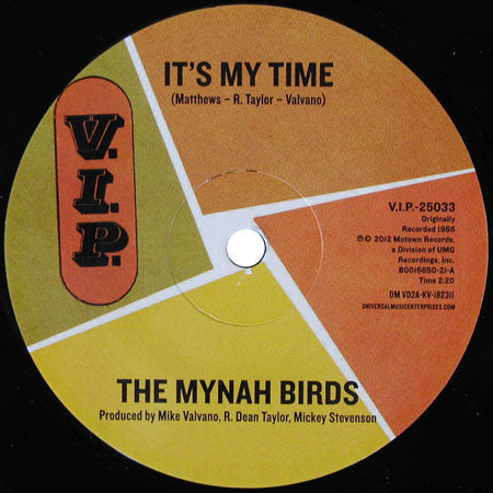 Image of Label Cover of 7" - EX/EX - THE MYNAH BIRDS, It's My Time / Go On And Cry (V.I.P. ; 25033, US 2012, Picture Sleeve, Numbered Limited Edition), Limited Edition Number 2736, Still SEALED In Stickered Shrinkwrap,  - 2326187E