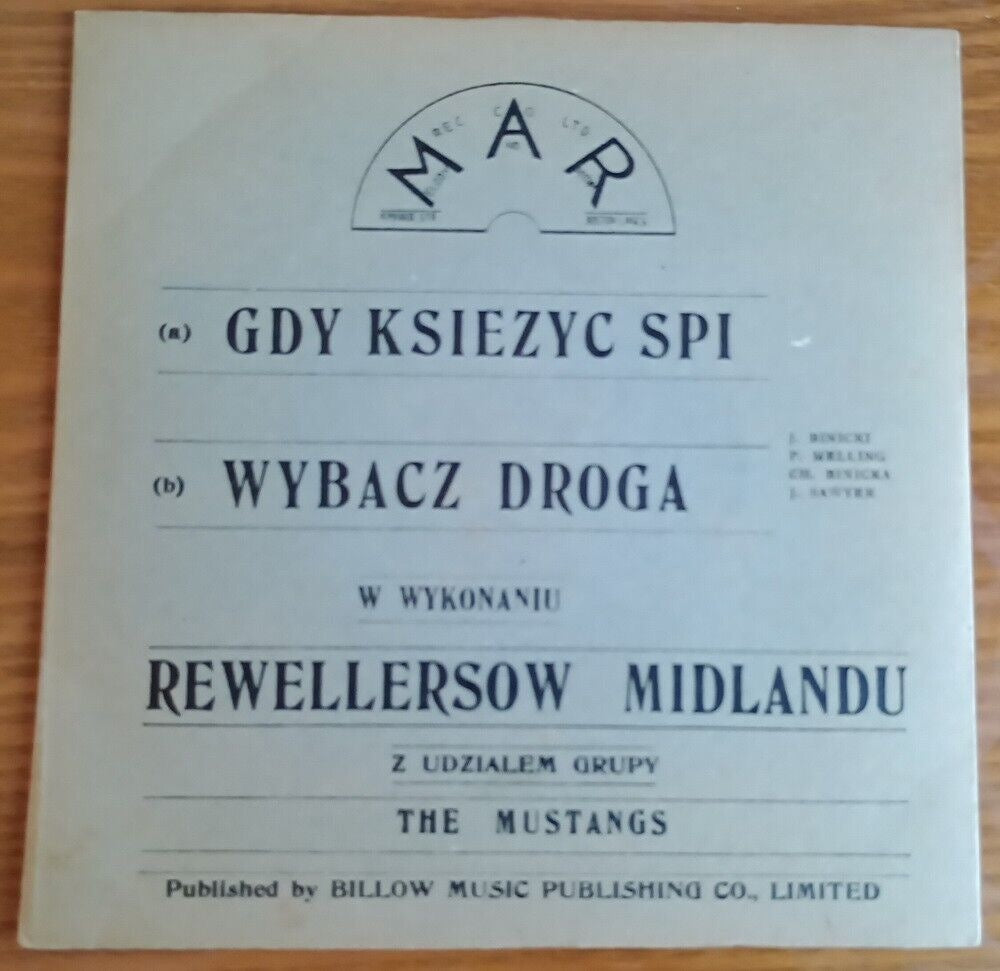 Image of Front Cover of 7" - VG+/VG+ - THE MUSTANGS WITH MIDLAND REVELLERS, Gdy Ksiezyc Spi (When the Moon Sleeps) / Wybacz Droga (Sorry Dear) (Melody & Rhythm Records; U-P 667, UK 1960s, Picture Sleeve, Polish 60's Pop), ,  - 2326184E
