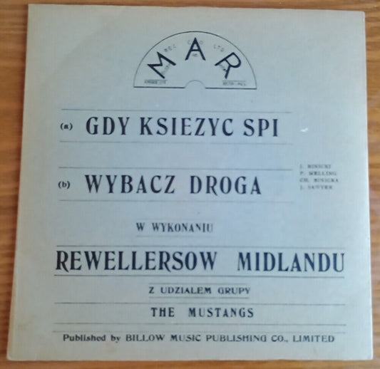Image of Front Cover of 7" - VG+/VG+ - THE MUSTANGS WITH MIDLAND REVELLERS, Gdy Ksiezyc Spi (When the Moon Sleeps) / Wybacz Droga (Sorry Dear) (Melody & Rhythm Records; U-P 667, UK 1960s, Picture Sleeve, Polish 60's Pop), ,  - 2326184E