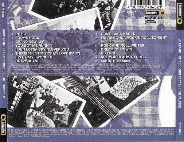 Image of Back Cover of CD - VG+/VG+ - WIZZARD, Introducing Eddy And The Falcons (Repertoire Records; REP 4848, Europe 2000 Reissue, Jewel Case), ,  - 2416001C