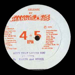 Image of Back Cover of 12" - /G+ - EARTH AND STONE, Satta-Amasagana / Ain't That Loving You (Channel One; none, Jamaica 1978), ,  - 2446002S
